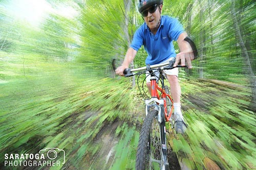 Motion Blur Of Mountain Biker